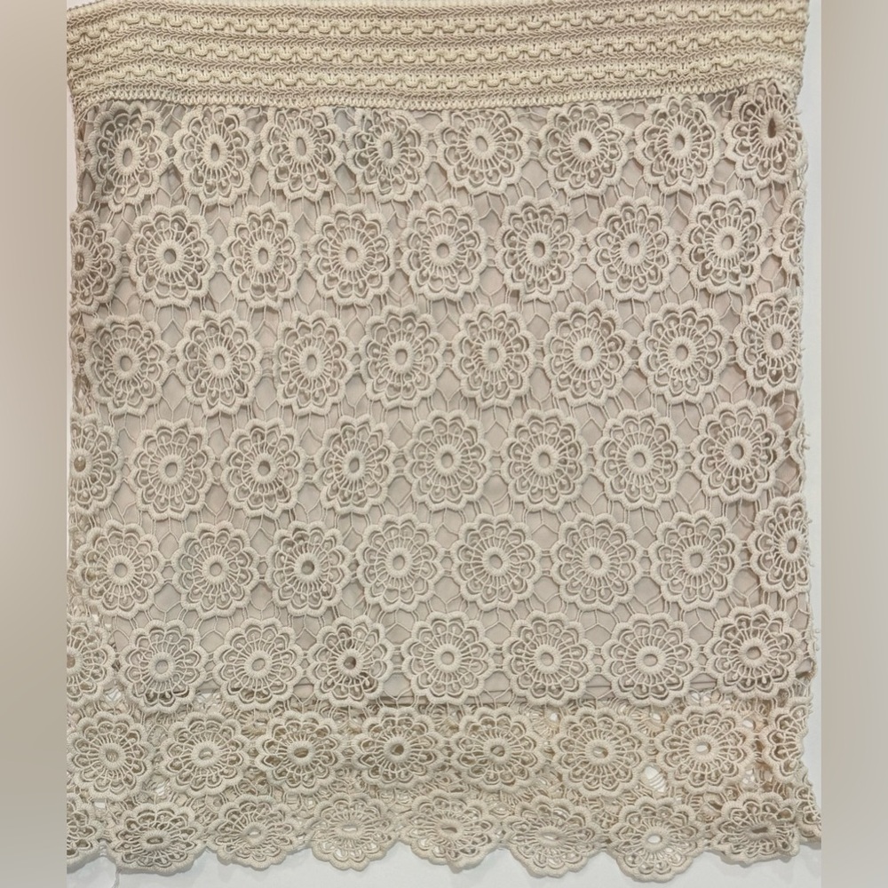 Club z Collection Crochet Lace Pencil Skirt Cream Boho Floral Midi Skirt L XL